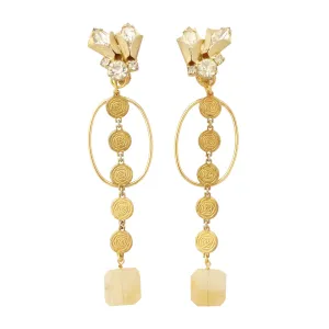 Citrine square earrings