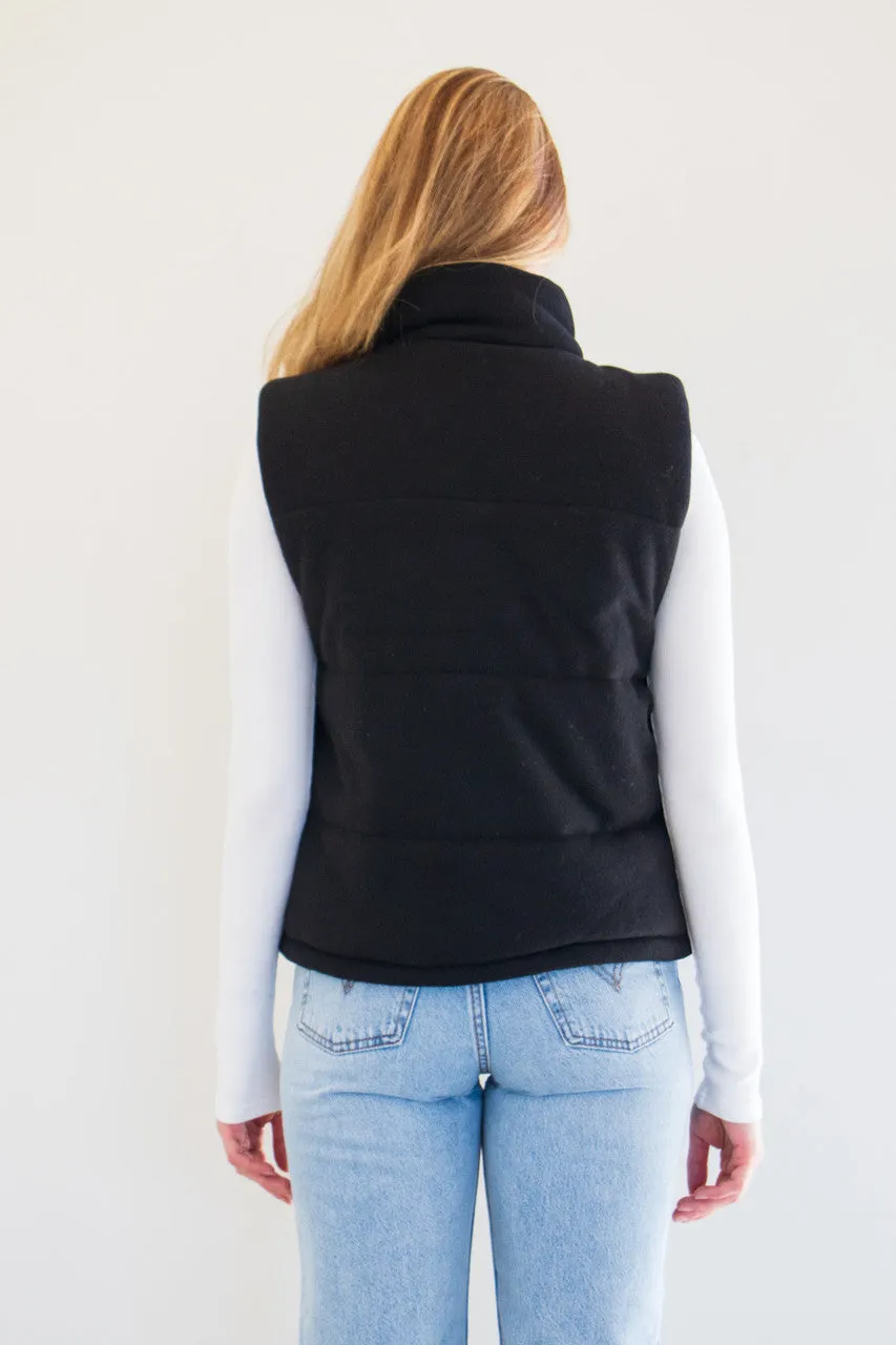 Cora Knit Puffer Vest in Black
