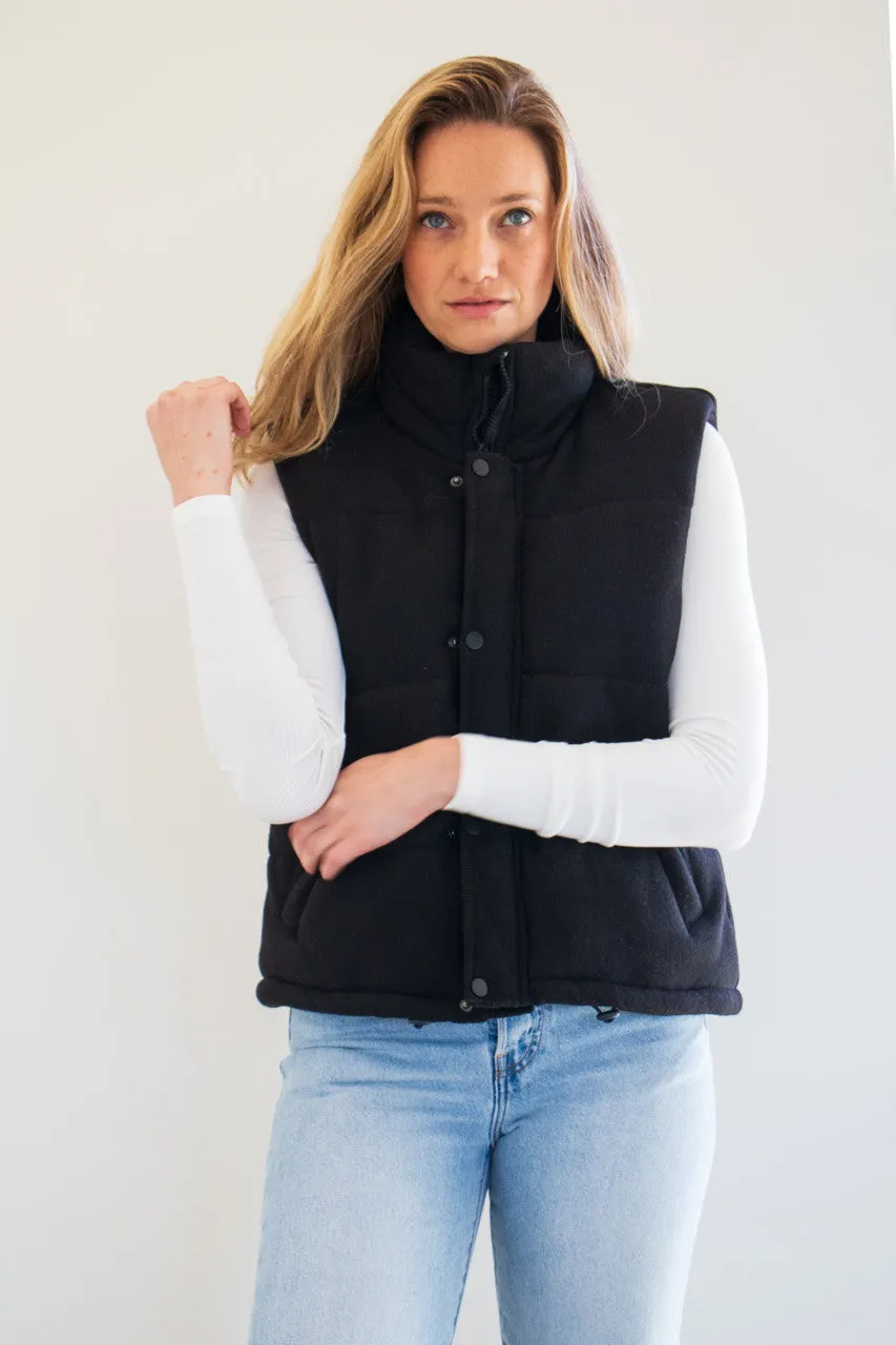 Cora Knit Puffer Vest in Black