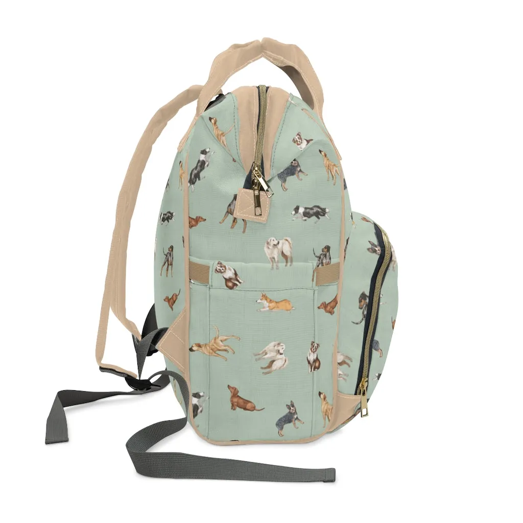 Cow Dogs Diaper Bag in Mint