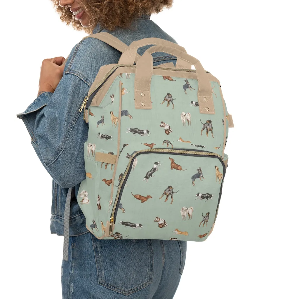 Cow Dogs Diaper Bag in Mint