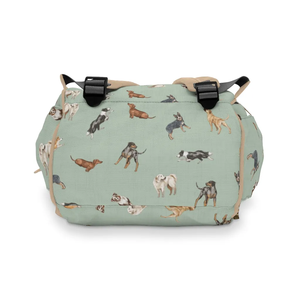 Cow Dogs Diaper Bag in Mint