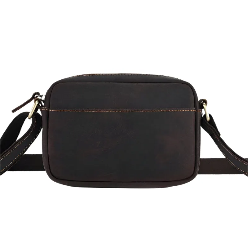 Crazy Horse Leather Messenger Bag Crossbody Shoulder Bag for Men