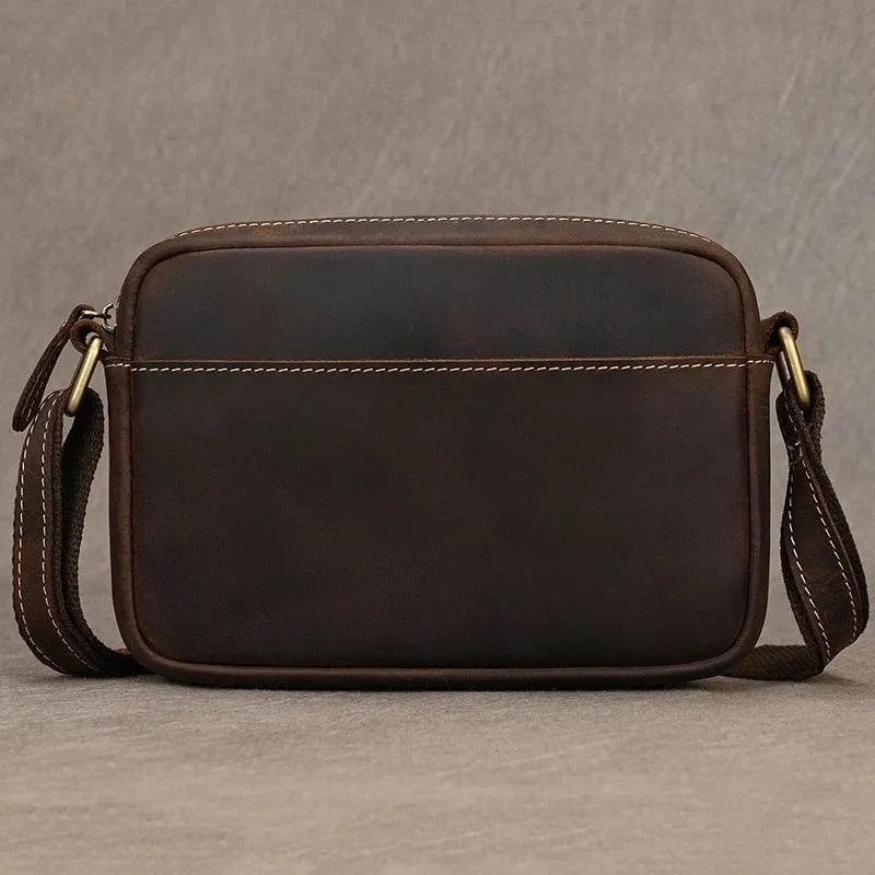 Crazy Horse Leather Messenger Bag Crossbody Shoulder Bag for Men