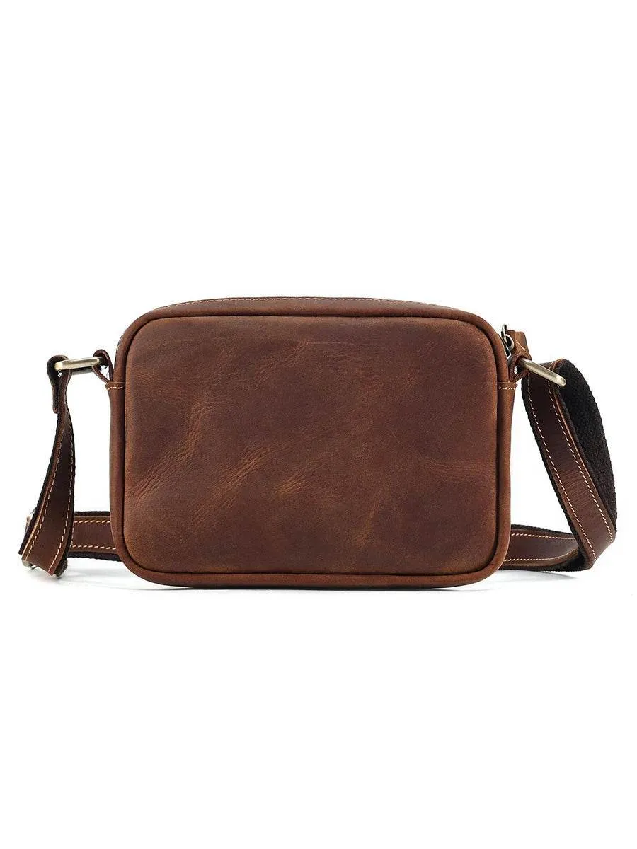 Crazy Horse Leather Messenger Bag Crossbody Shoulder Bag for Men