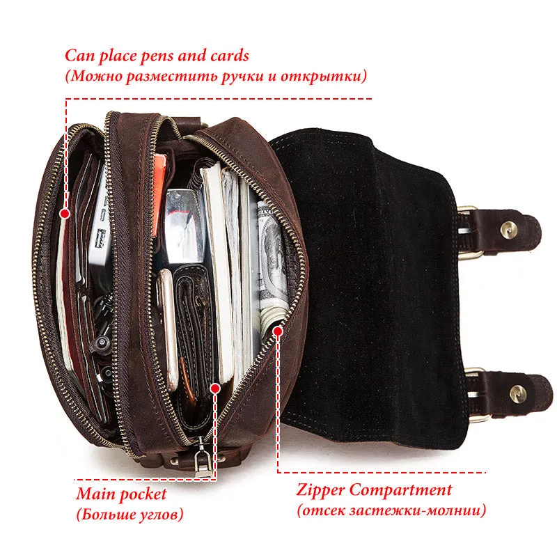 Crazy Horse Leather Vintage Messenger Bags For 9.7in iPad
