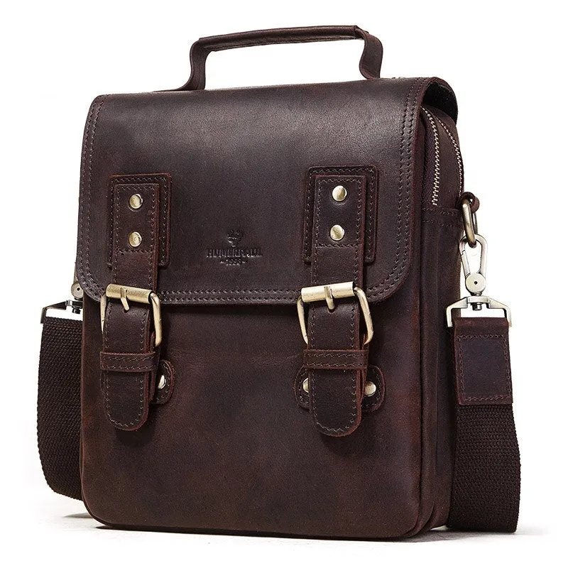Crazy Horse Leather Vintage Messenger Bags For 9.7in iPad