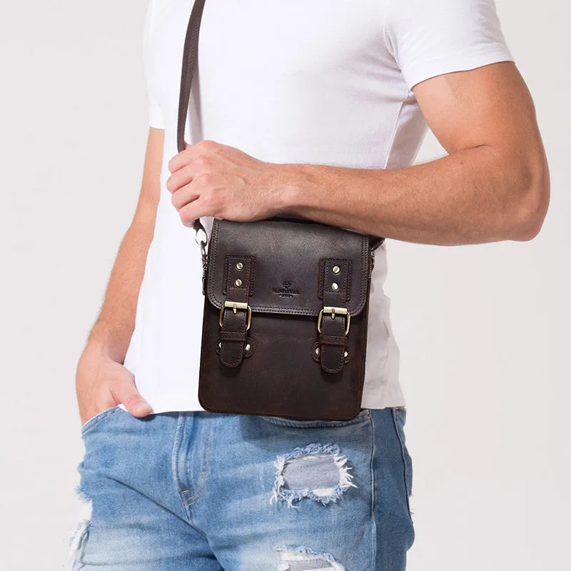 Crazy Horse Leather Vintage Messenger Bags For 9.7in iPad