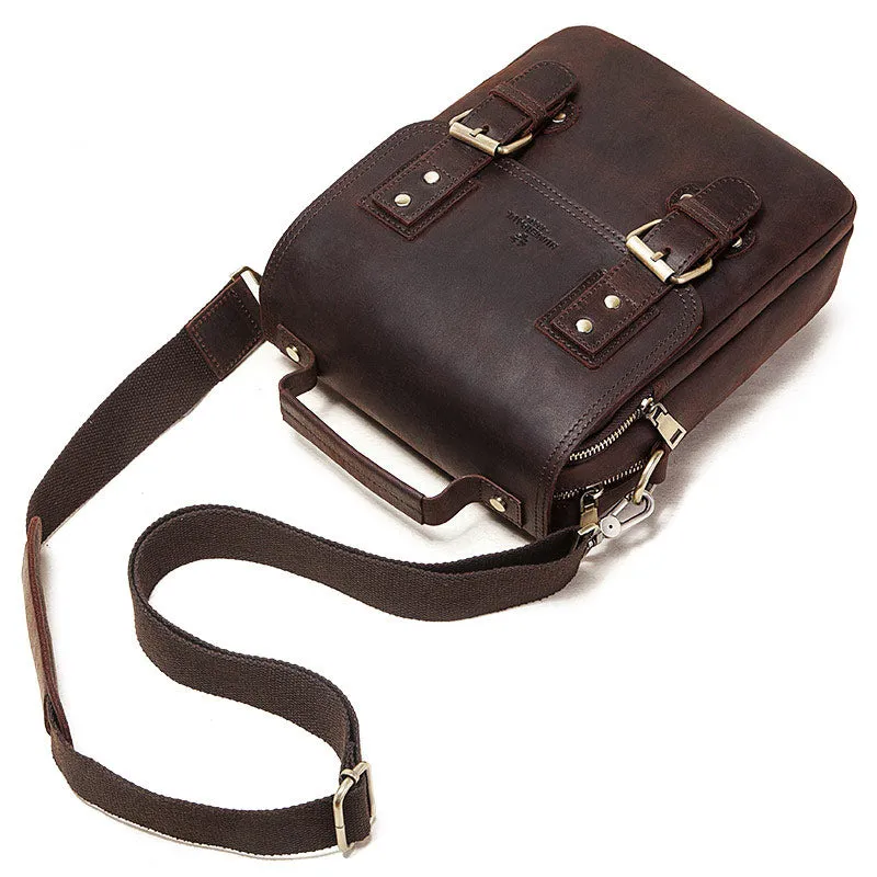 Crazy Horse Leather Vintage Messenger Bags For 9.7in iPad