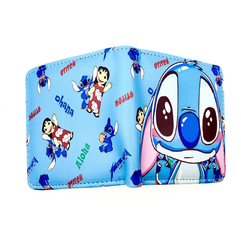 Cute Cartoon Stitch Short Anime Blue Long Ears Coin Purses