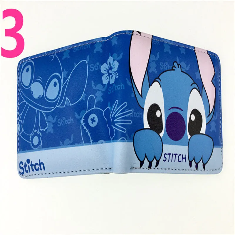 Cute Cartoon Stitch Short Anime Blue Long Ears Coin Purses