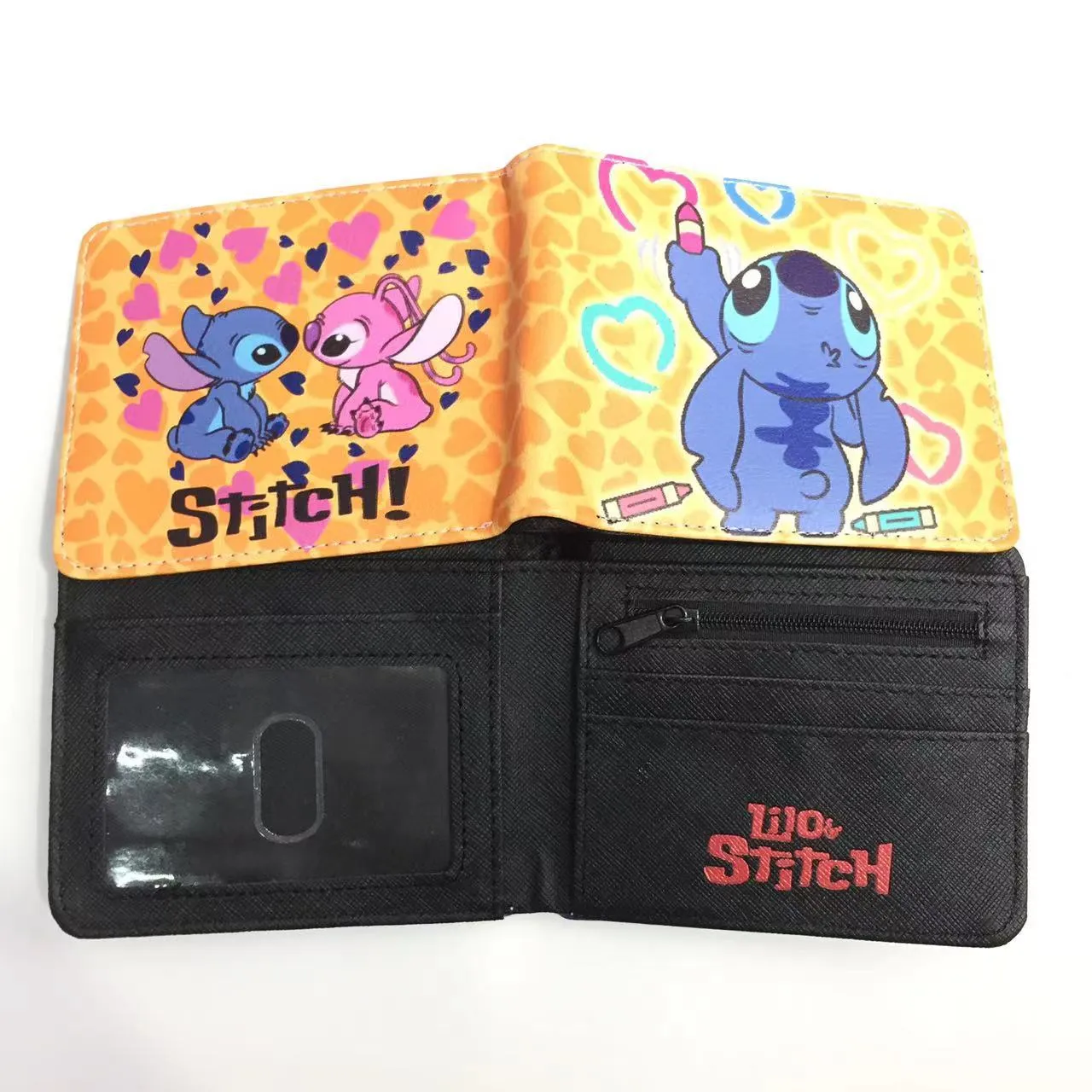 Cute Cartoon Stitch Short Anime Blue Long Ears Coin Purses