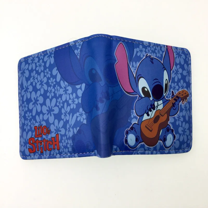 Cute Cartoon Stitch Short Anime Blue Long Ears Coin Purses