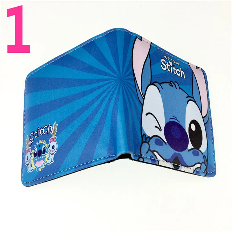 Cute Cartoon Stitch Short Anime Blue Long Ears Coin Purses
