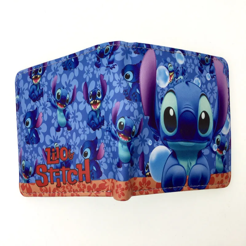 Cute Cartoon Stitch Short Anime Blue Long Ears Coin Purses