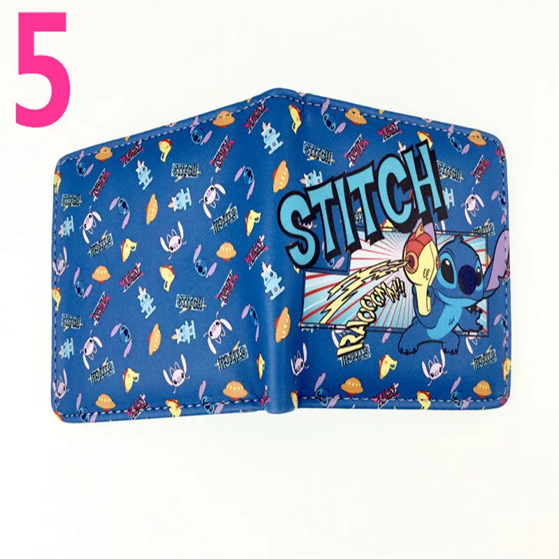 Cute Cartoon Stitch Short Anime Blue Long Ears Coin Purses