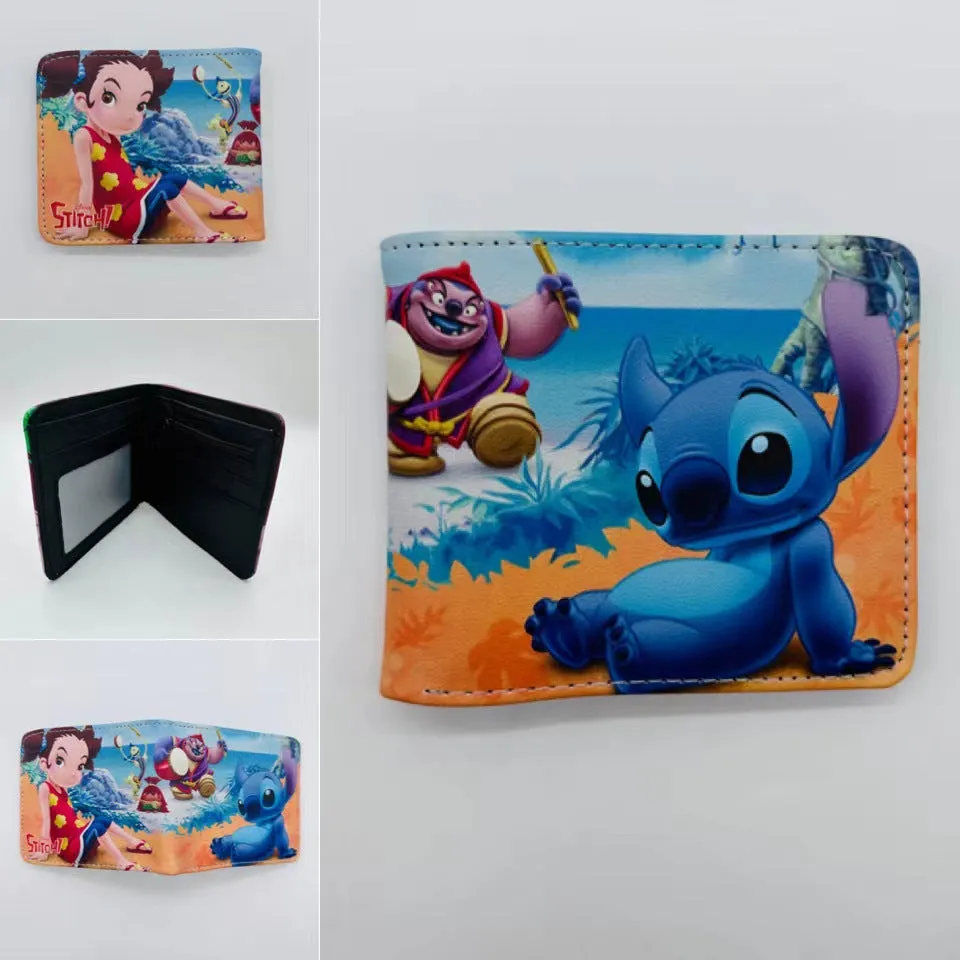 Cute Cartoon Stitch Short Anime Blue Long Ears Coin Purses