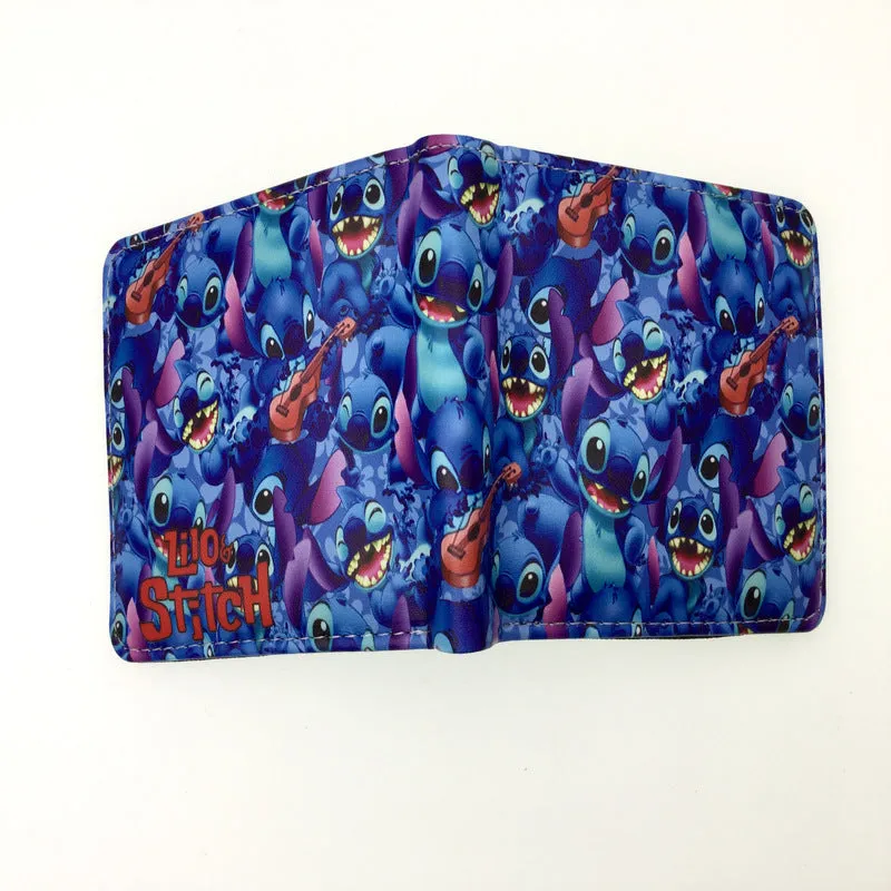 Cute Cartoon Stitch Short Anime Blue Long Ears Coin Purses