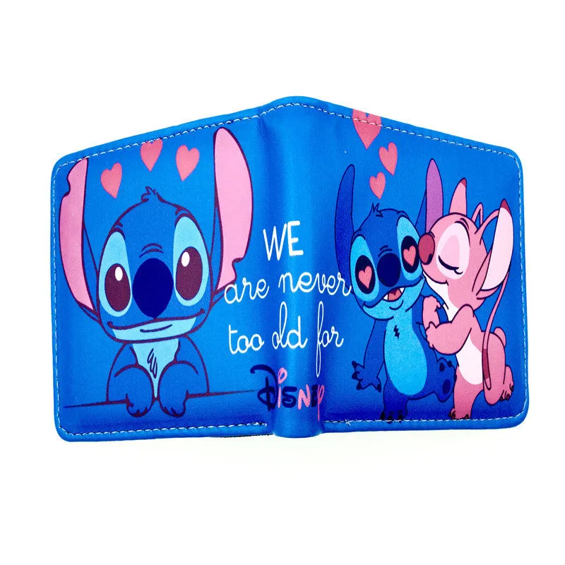 Cute Cartoon Stitch Short Anime Blue Long Ears Coin Purses