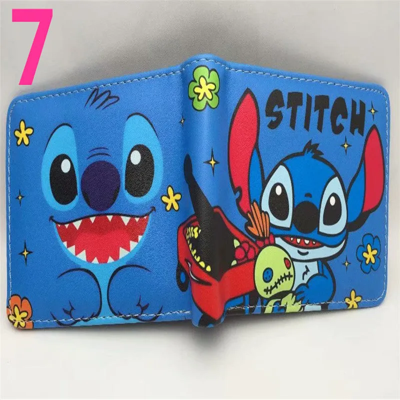 Cute Cartoon Stitch Short Anime Blue Long Ears Coin Purses