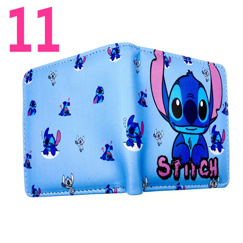 Cute Cartoon Stitch Short Anime Blue Long Ears Coin Purses