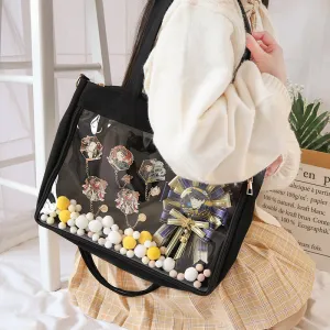Cute Long Strap Removable Canvas Cartoon Crossbody Bags