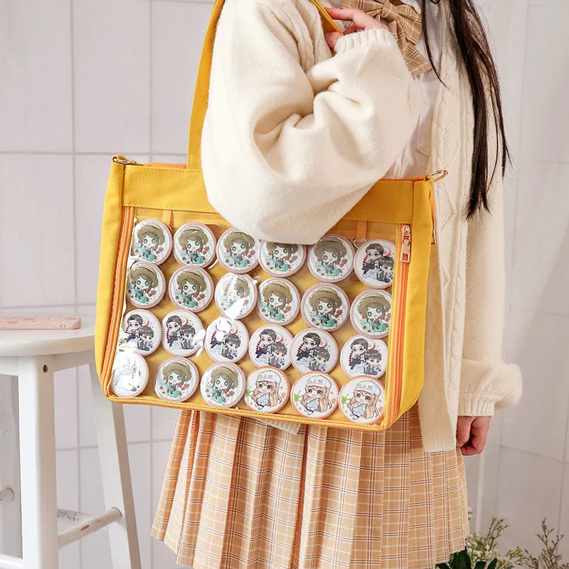 Cute Long Strap Removable Canvas Cartoon Crossbody Bags