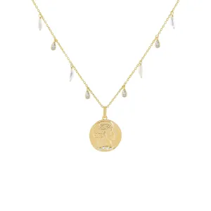 CZ X Pearl Coin Necklace