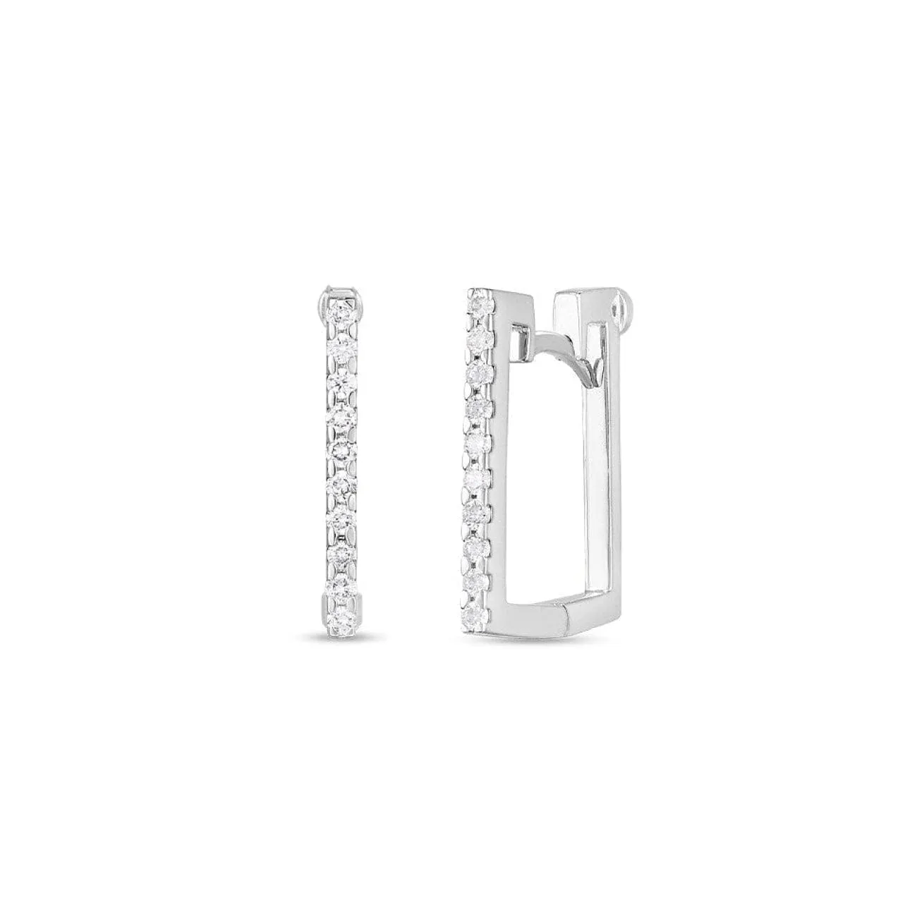 Designer Gold 18K White Gold Diamond Square Earrings