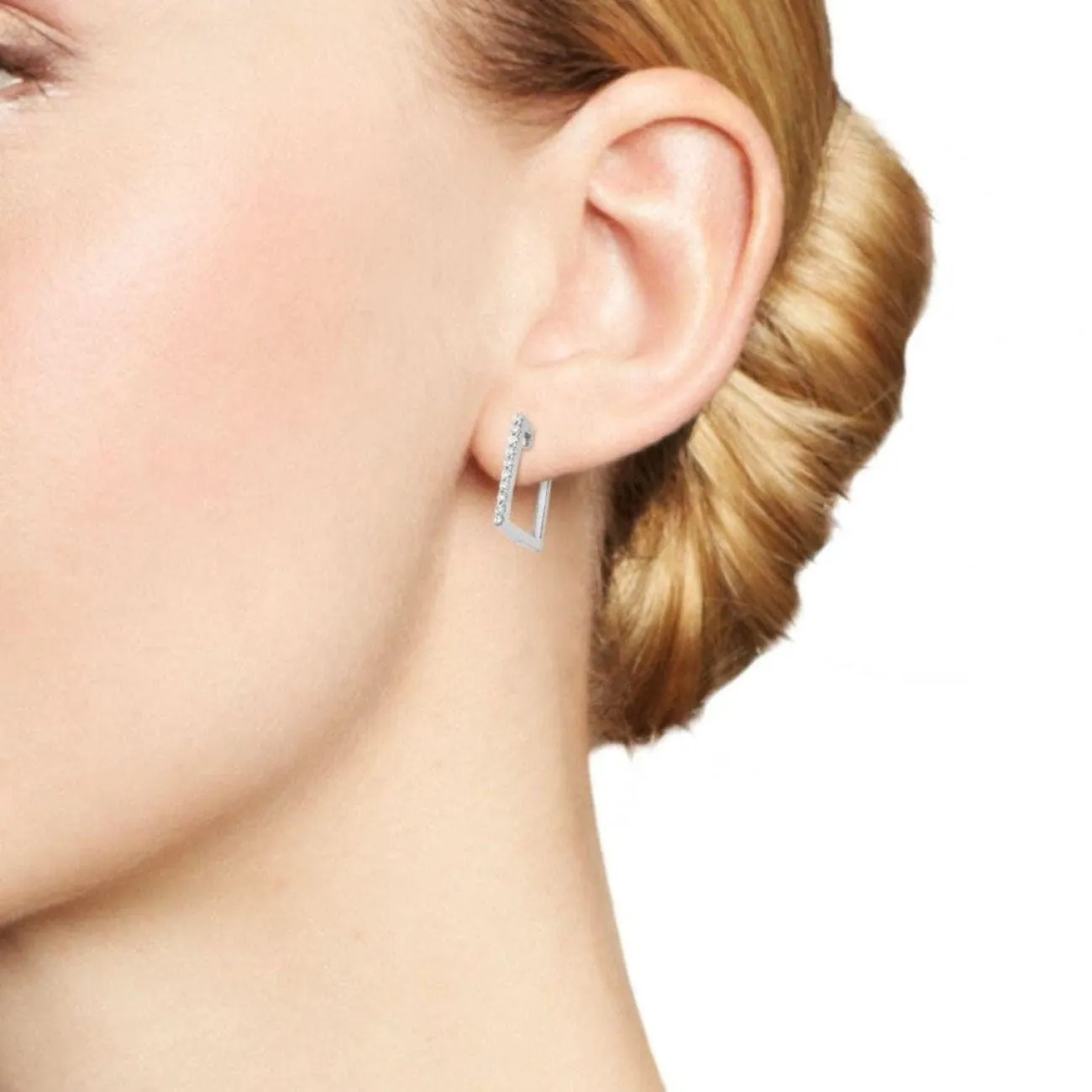 Designer Gold 18K White Gold Diamond Square Earrings