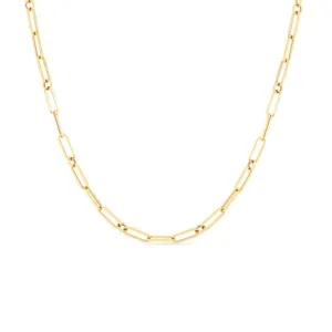 Designer Gold 18K Yellow Gold Paperclip and Round Necklace