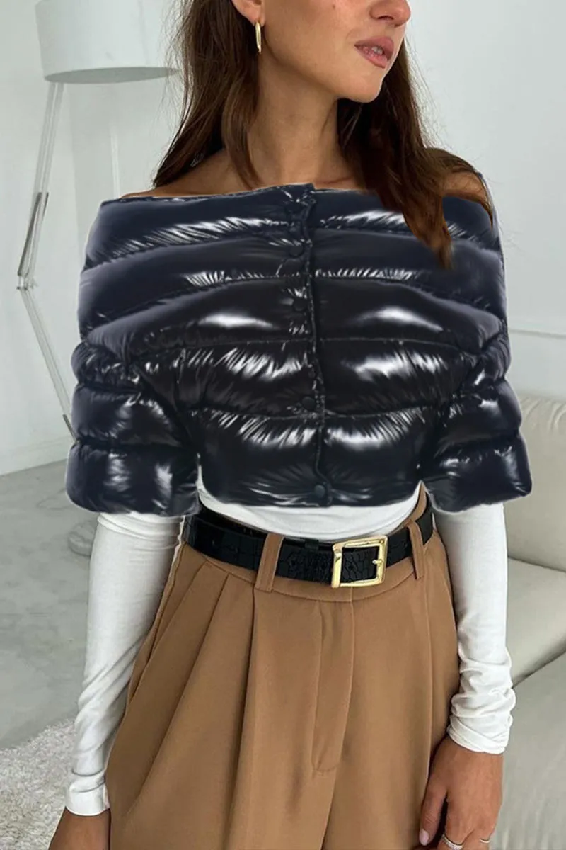 DG0430 Off Shoulder Puffer Coat