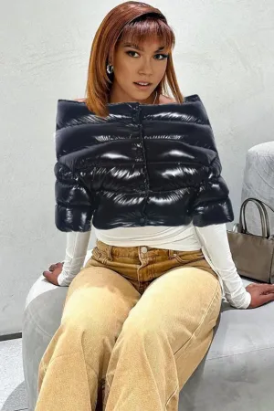 DG0430 Off Shoulder Puffer Coat