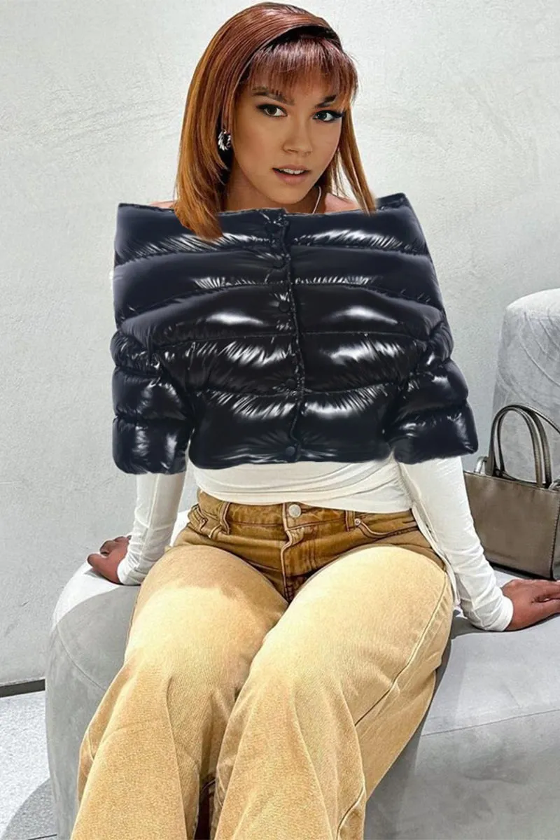 DG0430 Off Shoulder Puffer Coat