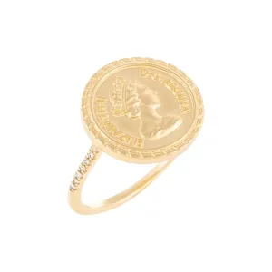 Diamond English Coin Ring 14K