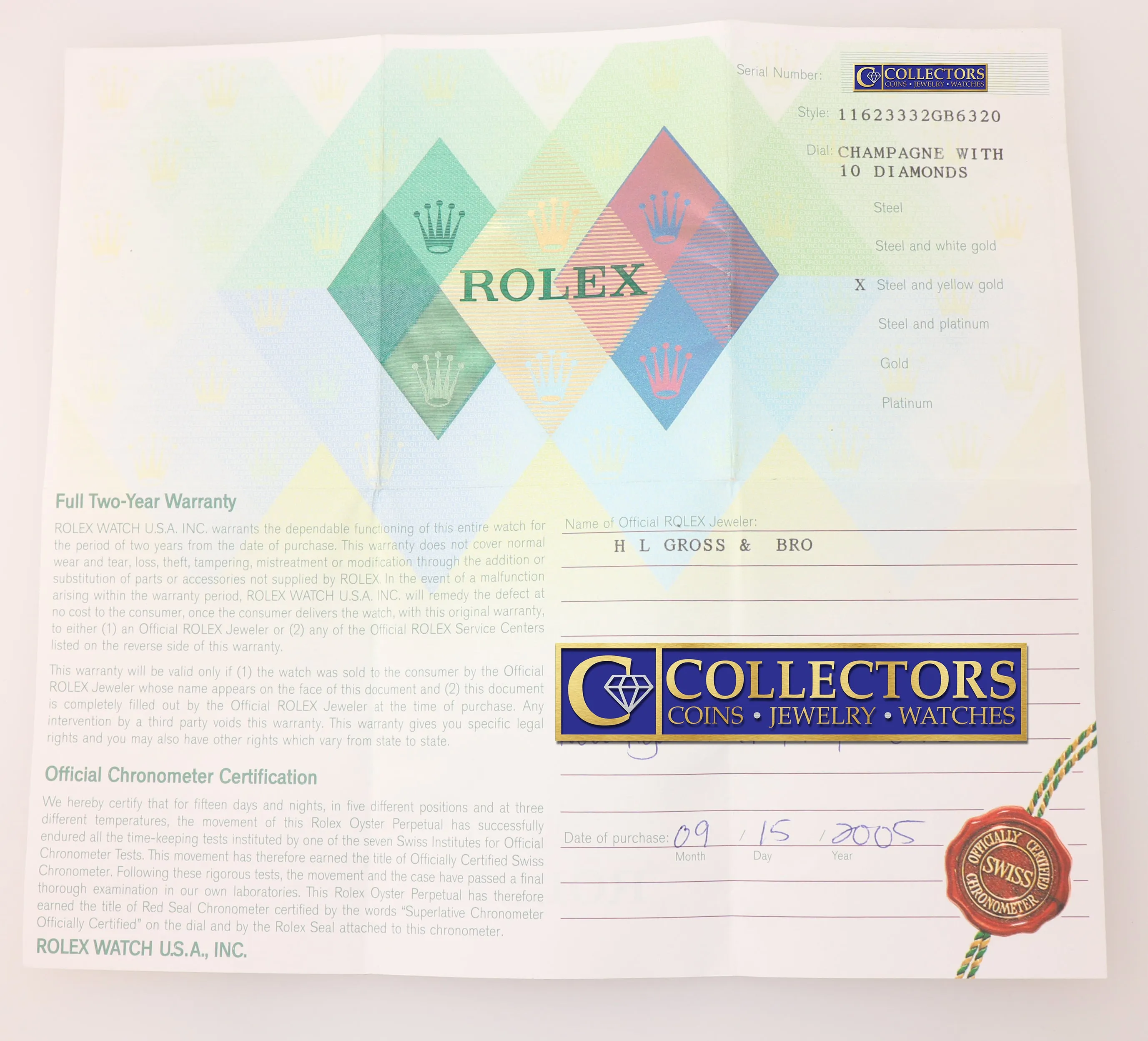 DIAMOND PAPERS Rolex DateJust Jubilee 36mm 116233 Champ 18k Gold Two Tone Watch