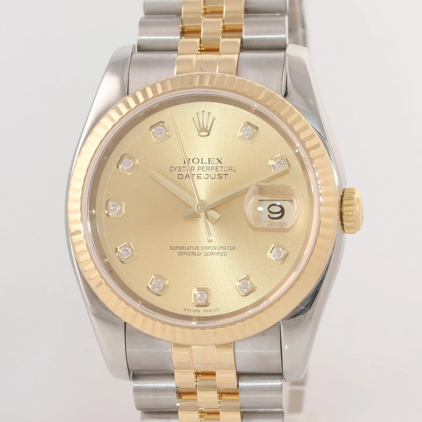 DIAMOND PAPERS Rolex DateJust Jubilee 36mm 116233 Champ 18k Gold Two Tone Watch