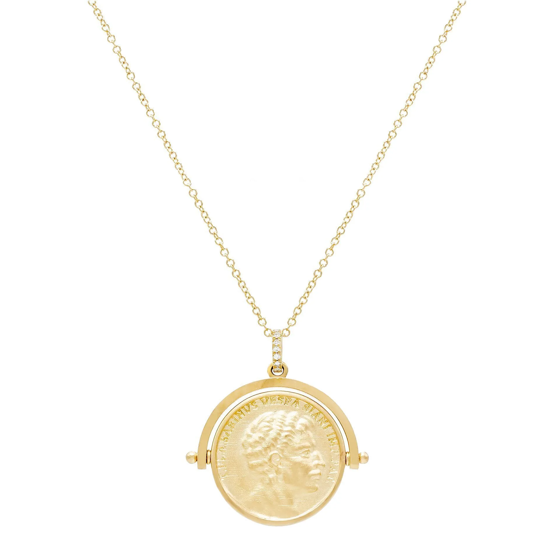 Diamond Vintage Coin Necklace 14K