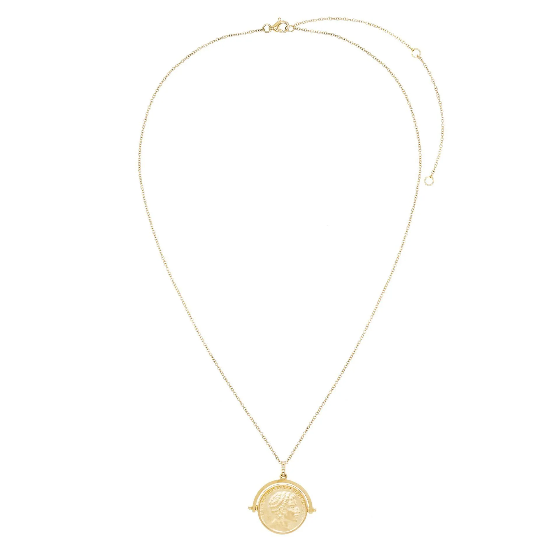 Diamond Vintage Coin Necklace 14K