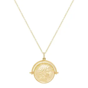 Diamond Vintage Coin Necklace 14K