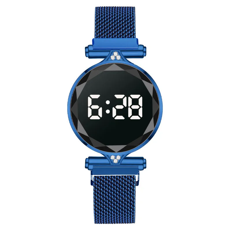 Digital Magnet Stainless Steel Dress LED Quartz Watch