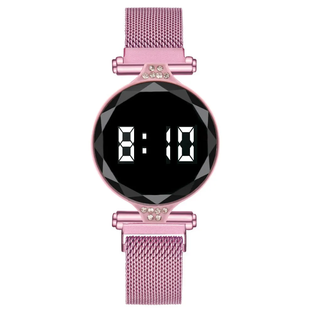 Digital Magnet Stainless Steel Dress LED Quartz Watch