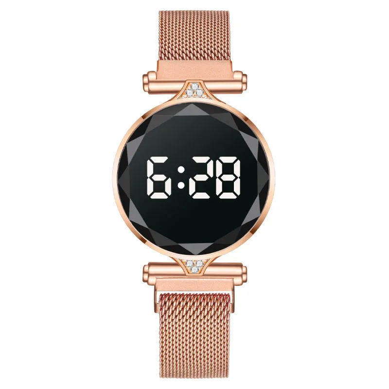 Digital Magnet Stainless Steel Dress LED Quartz Watch