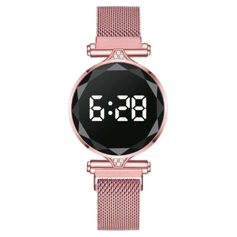 Digital Magnet Stainless Steel Dress LED Quartz Watch