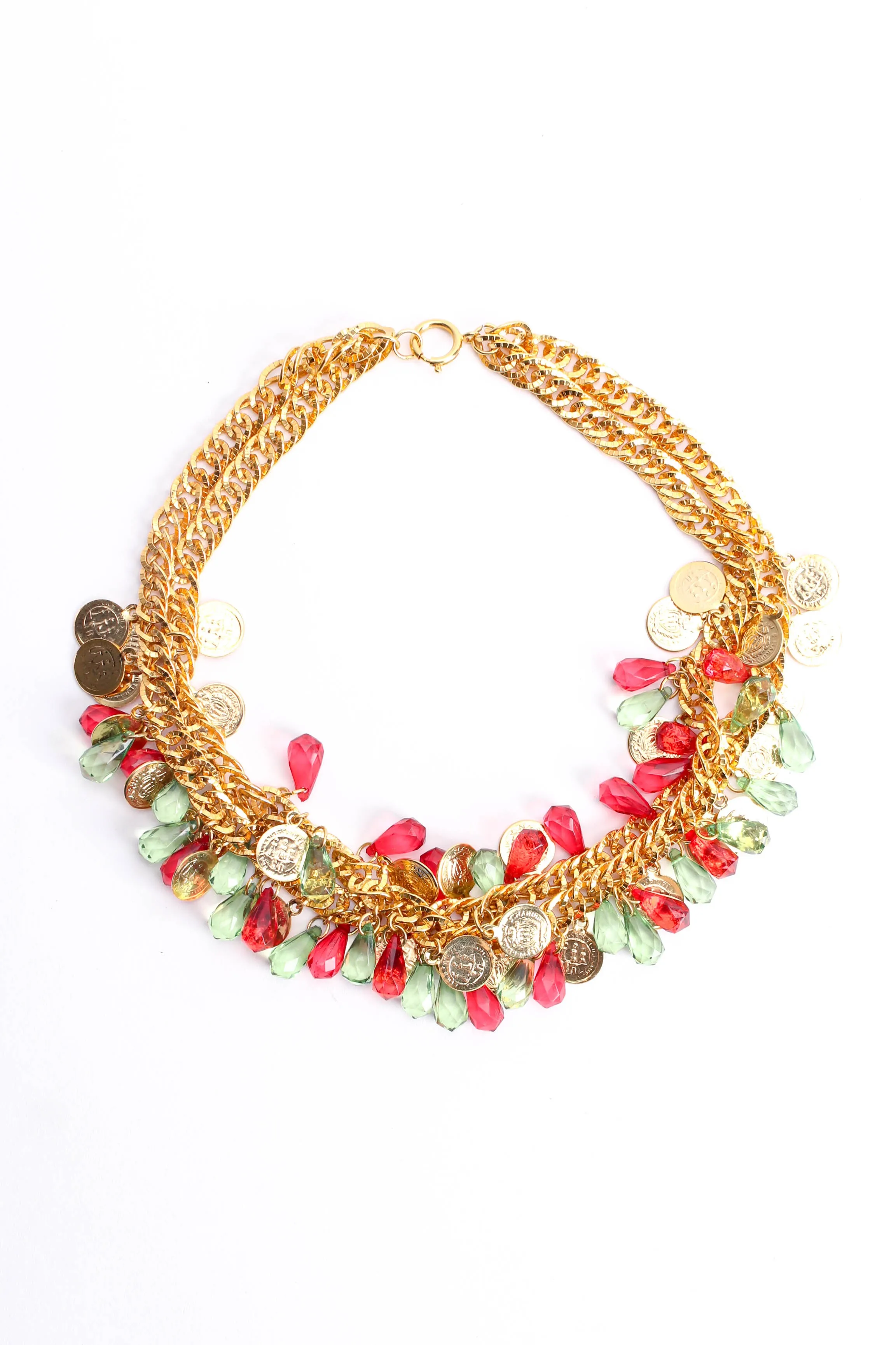 Double Tiered Crystal Coin Necklace