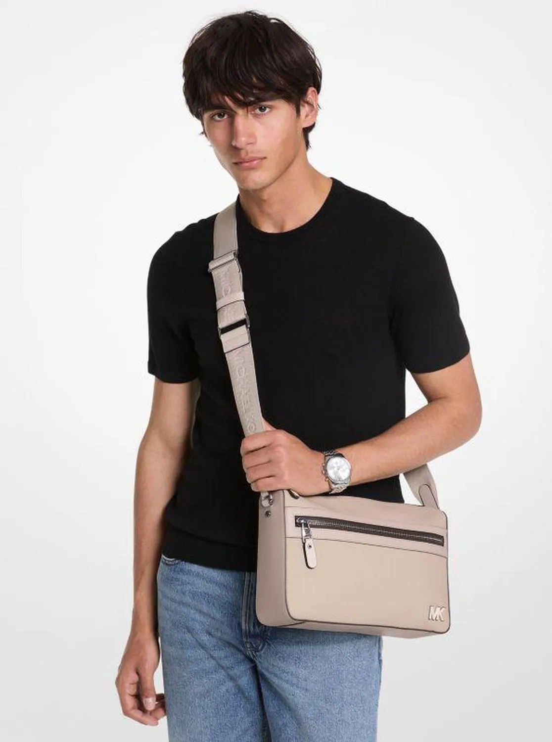 Edison Medium Saffiano Leather Messenger Bag