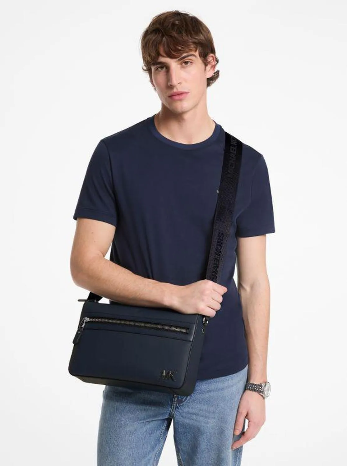 Edison Medium Saffiano Leather Messenger Bag