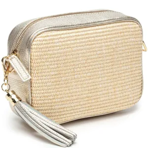 Elie Beaumont Raffia Gold Leather Bag