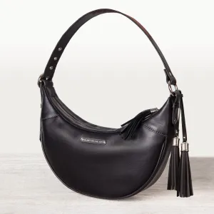 Elle - Equestrian Half-Moon Vanity Bag in Italian Black Leather