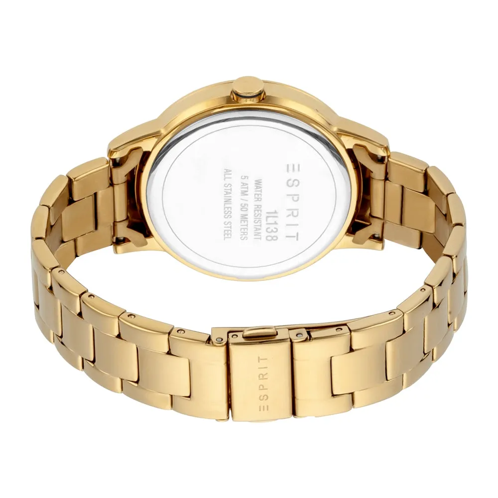 Esprit Ladies Watch Golden Color Case & Bracelet With Multi Function Dial